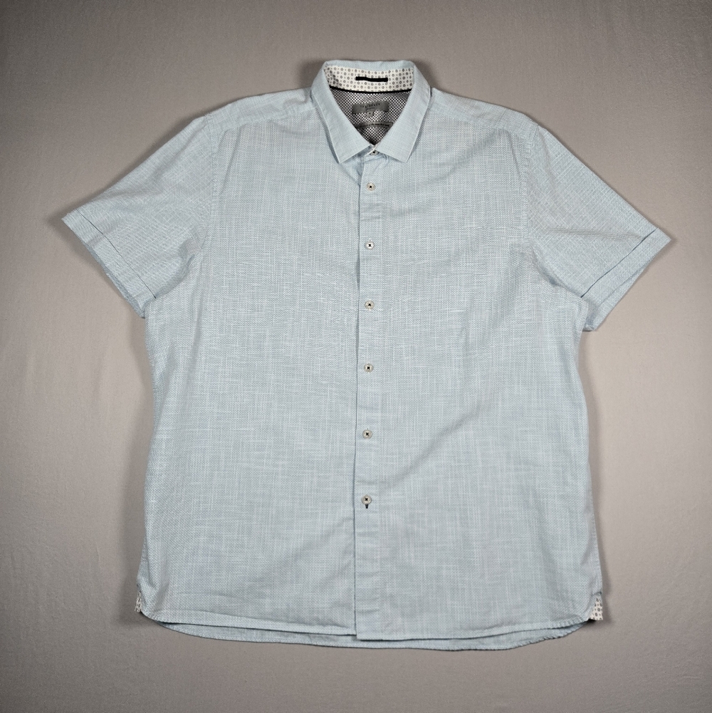 Ted Baker London Men's Size 6 (XXL) Light Blue Textured Dobby Button Down Shirt